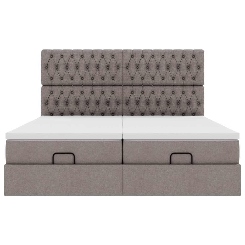 vidaXL Lit ottoman avec matelas et LED taupe 200x200 cm tissu