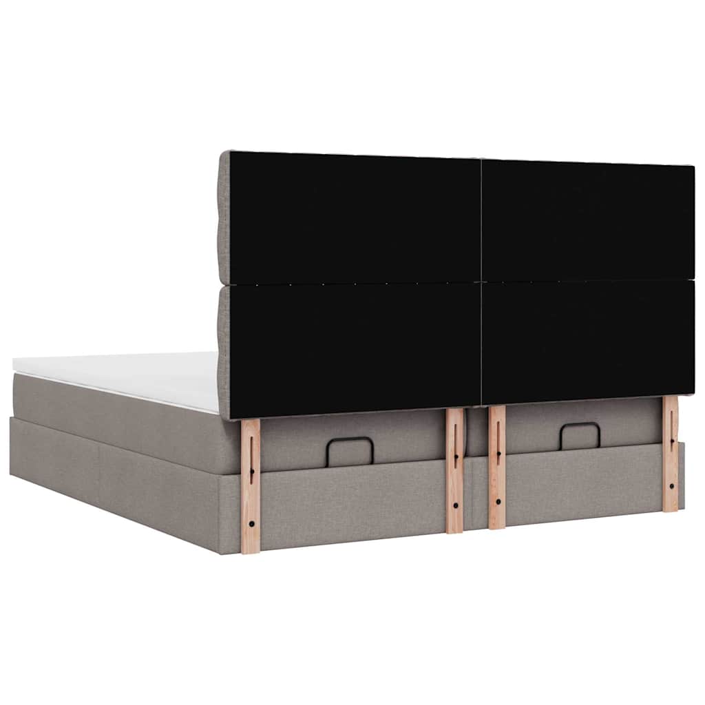 vidaXL Lit ottoman avec matelas et LED taupe 200x200 cm tissu