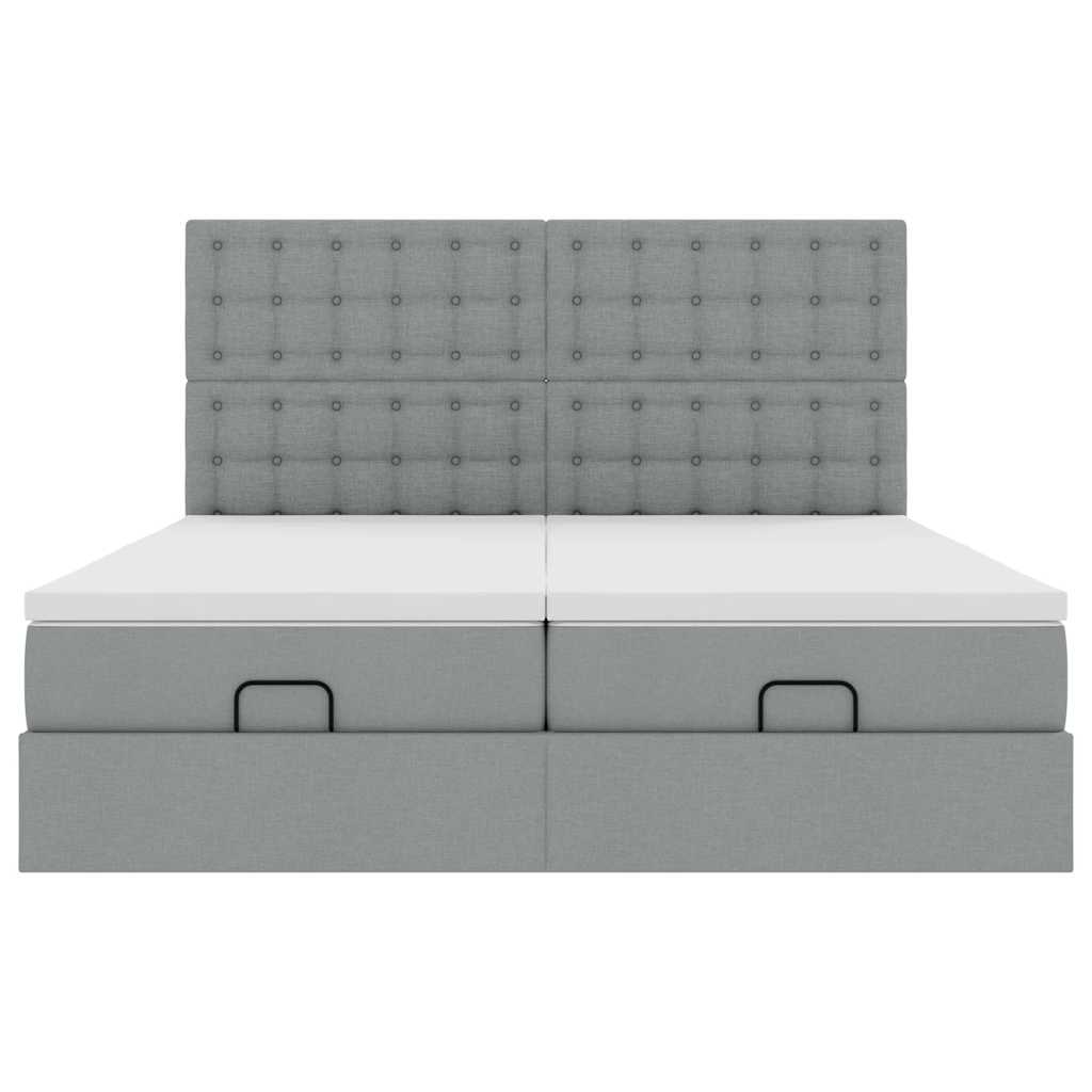 vidaXL Ottoman-Bett mit Matratzen & LEDs Hellgrau 160x200 cm Stoff