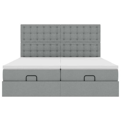 vidaXL Ottoman-Bett mit Matratzen & LEDs Hellgrau 160x200 cm Stoff