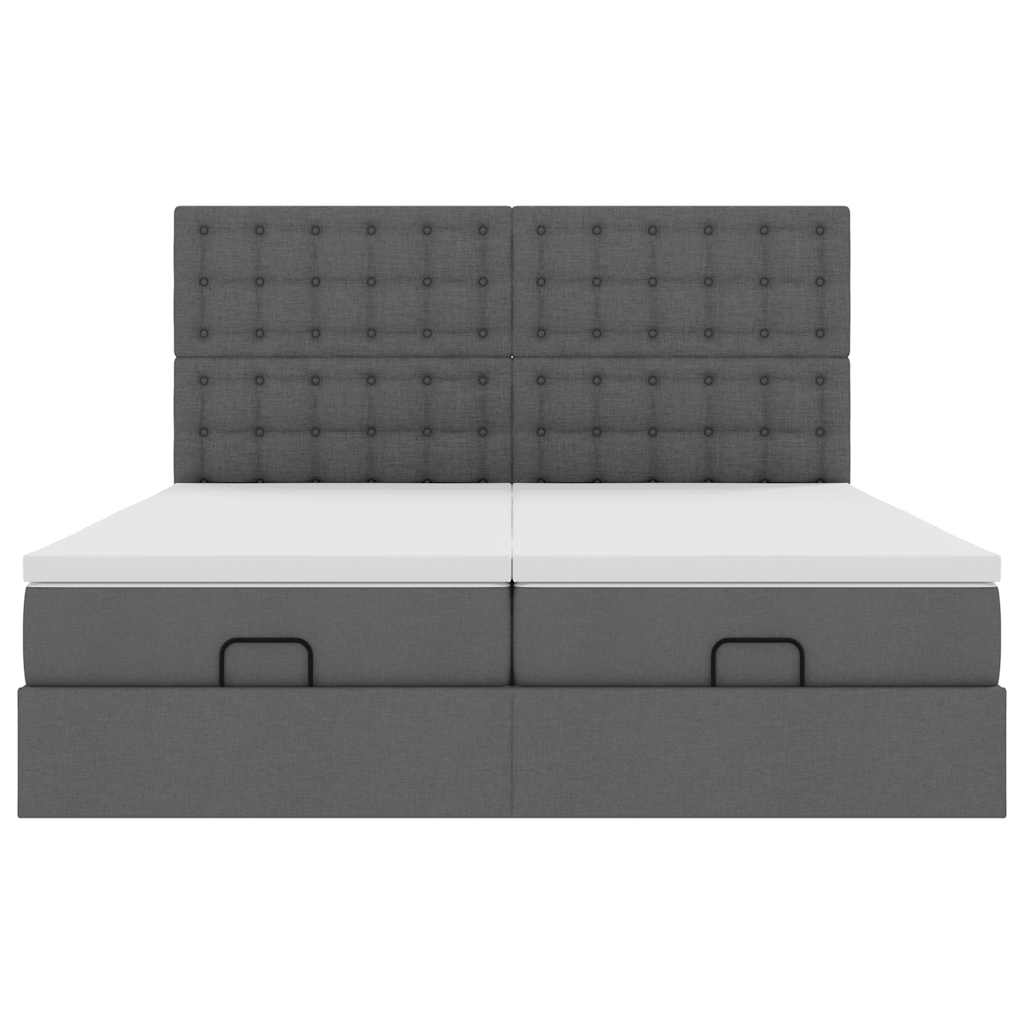 vidaXL Ottoman-Bett mit Matratzen & LEDs Dunkelgrau 160x200 cm Stoff