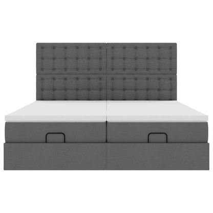 vidaXL Ottoman-Bett mit Matratzen & LEDs Dunkelgrau 160x200 cm Stoff