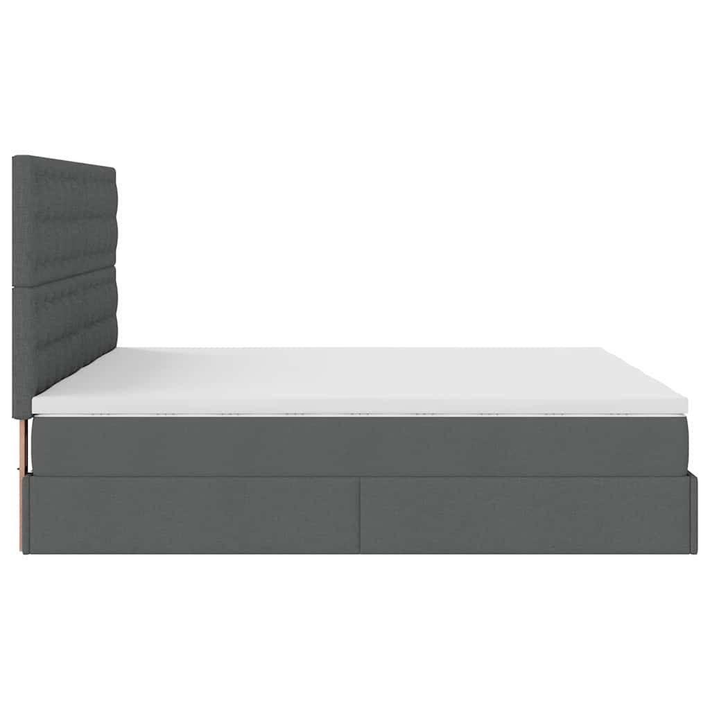 vidaXL Ottoman-Bett mit Matratzen & LEDs Dunkelgrau 160x200 cm Stoff
