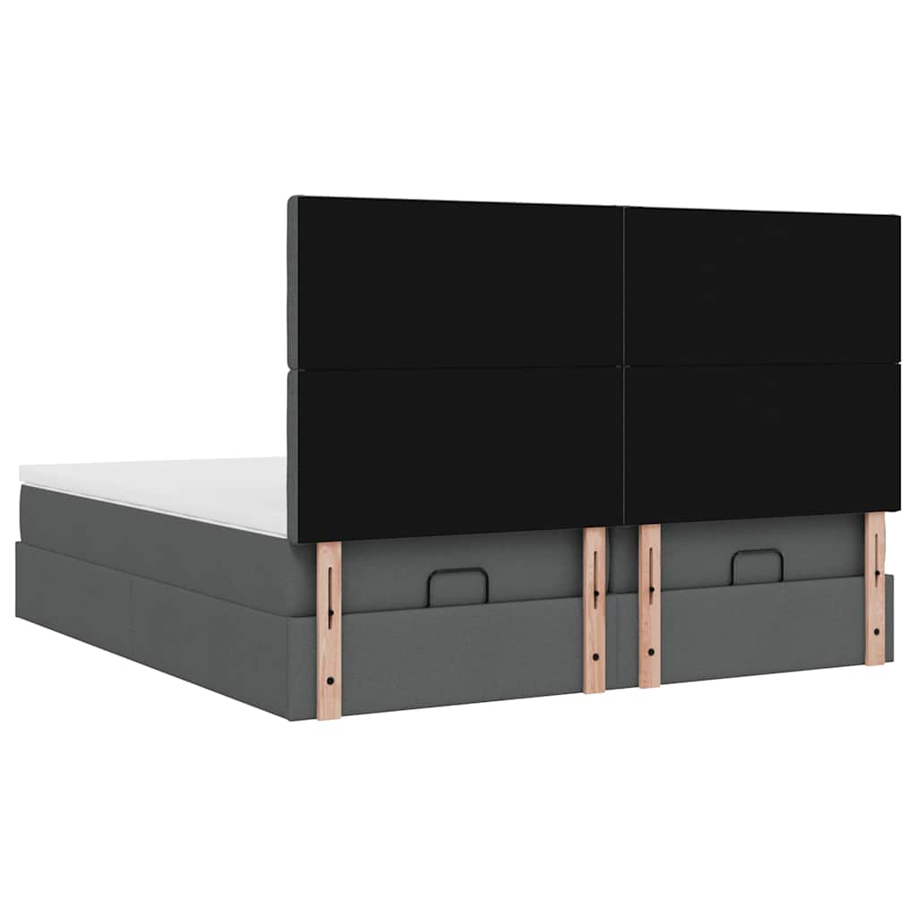 vidaXL Ottoman-Bett mit Matratzen & LEDs Dunkelgrau 160x200 cm Stoff