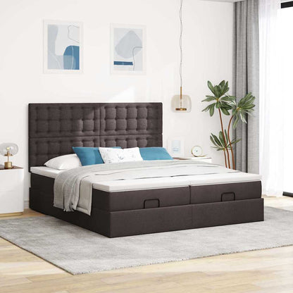 vidaXL Ottoman-Bett mit Matratzen & LEDs Dunkelbraun 160x200 cm Stoff
