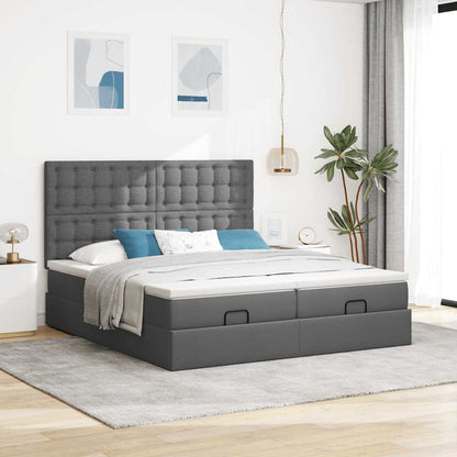 vidaXL Lit-ottoman avec matelas et LED Gris foncé 180x200 cm Tissu