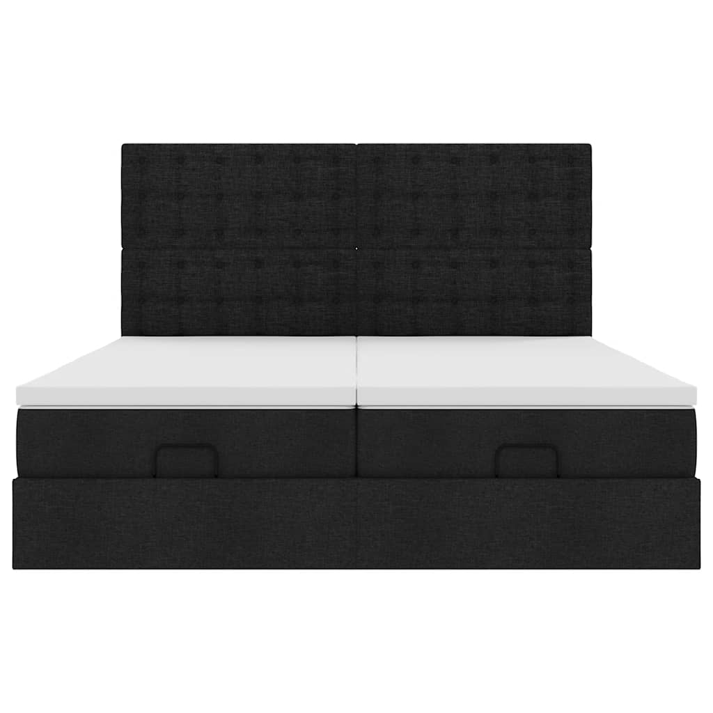 Ottoman-Bett mit Matratzen & LEDs Schwarz 180x200 cm Stoff