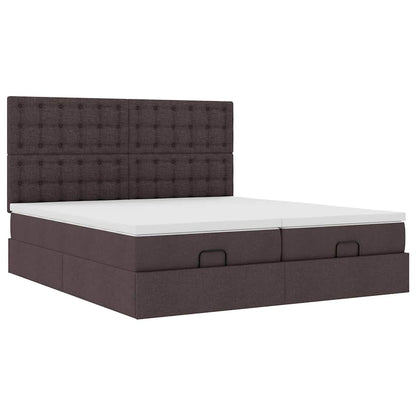 vidaXL Lit ottoman avec matelas et LED Marron foncé 180x200 cm Tissu