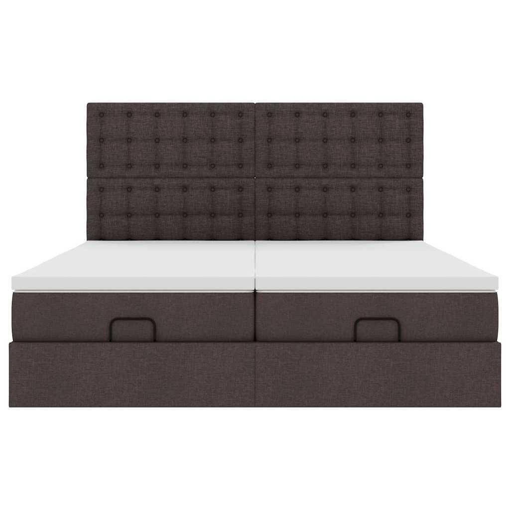 vidaXL Lit ottoman avec matelas et LED Marron foncé 180x200 cm Tissu