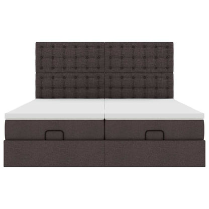 vidaXL Lit ottoman avec matelas et LED Marron foncé 180x200 cm Tissu