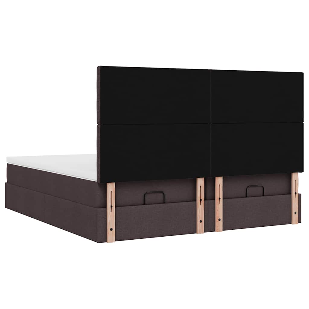 vidaXL Lit ottoman avec matelas et LED Marron foncé 180x200 cm Tissu