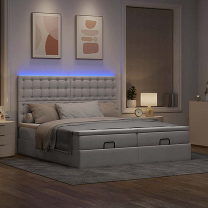 vidaXL Ottoman-Bett mit Matratzen & LEDs Taupe 180x200 cm Stoff