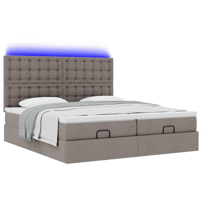 vidaXL Ottoman-Bett mit Matratzen & LEDs Taupe 180x200 cm Stoff