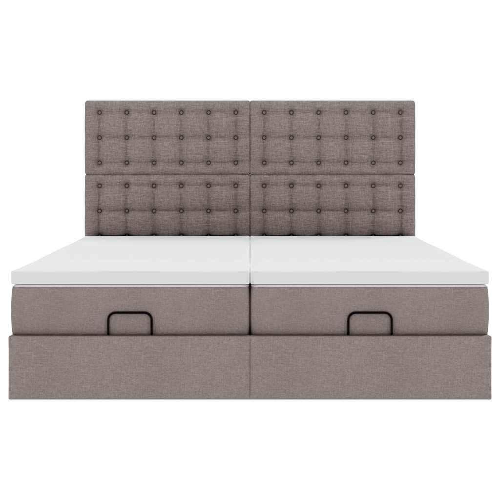vidaXL Ottoman-Bett mit Matratzen & LEDs Taupe 180x200 cm Stoff
