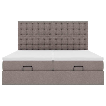 vidaXL Ottoman-Bett mit Matratzen & LEDs Taupe 180x200 cm Stoff