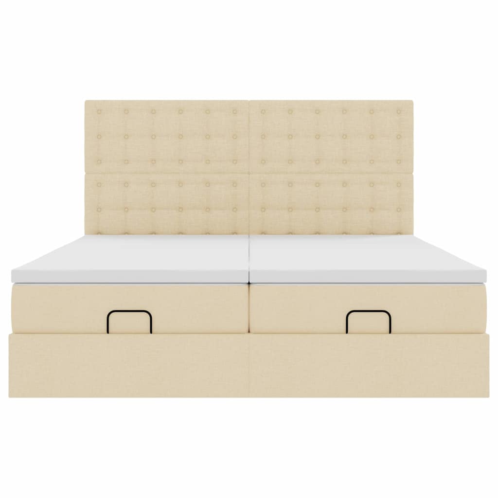 Ottoman-Bett mit Matratzen & LEDs Creme 180x200 cm Stoff