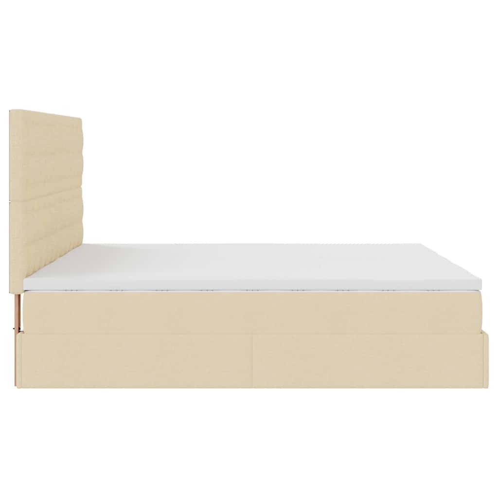 Ottoman-Bett mit Matratzen & LEDs Creme 180x200 cm Stoff