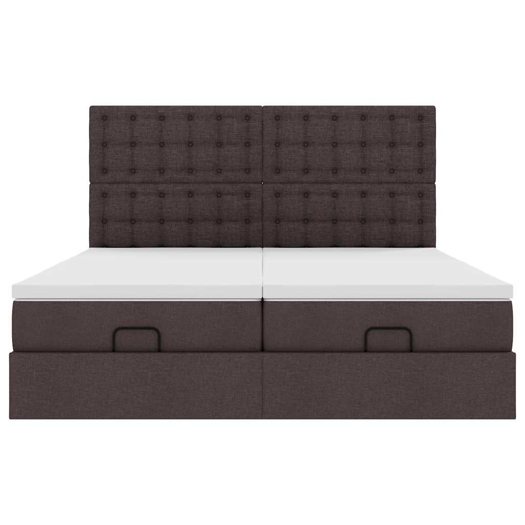 vidaXL Ottoman-Bett mit Matratzen & LEDs Dunkelbraun 200x200 cm Stoff