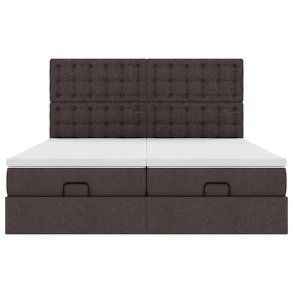 vidaXL Ottoman-Bett mit Matratzen & LEDs Dunkelbraun 200x200 cm Stoff