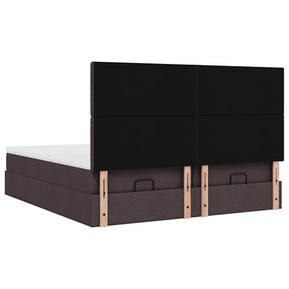 vidaXL Ottoman-Bett mit Matratzen & LEDs Dunkelbraun 200x200 cm Stoff