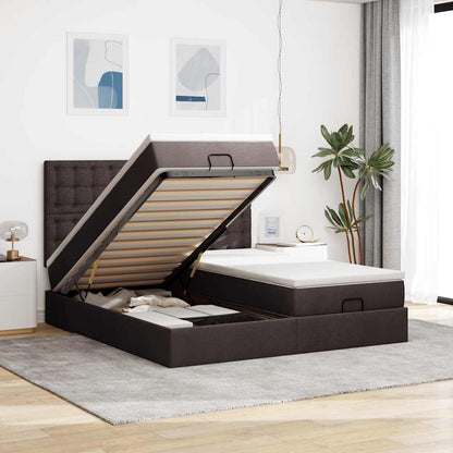 vidaXL Ottoman-Bett mit Matratzen & LEDs Dunkelbraun 200x200 cm Stoff