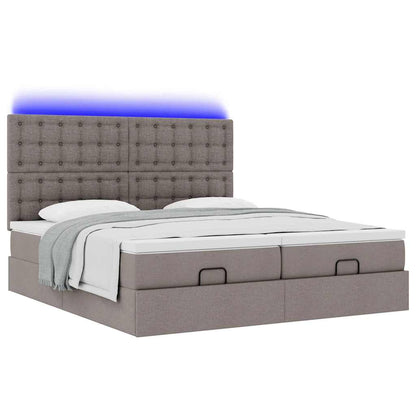 vidaXL Ottoman-Bett mit Matratzen & LEDs Taupe 200x200 cm Stoff