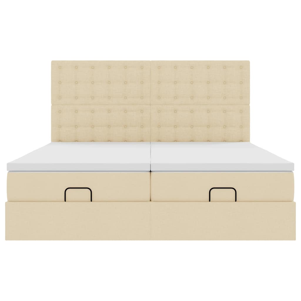 vidaXL Ottoman-Bett mit Matratzen & LEDs Creme 200x200 cm Stoff