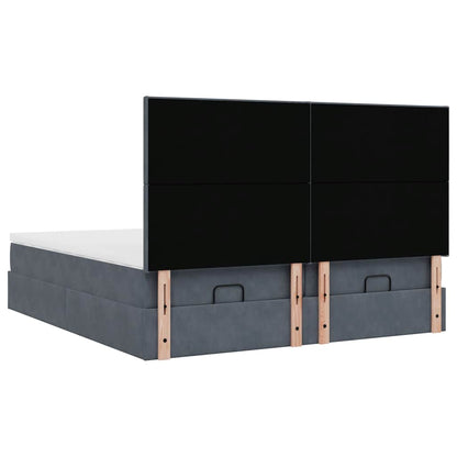 vidaXL Ottoman-Bett mit Matratzen & LEDs Dunkelgrau 160x200 cm Samt