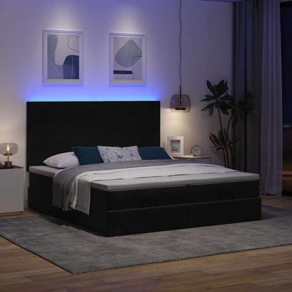 vidaXL Lit ottoman avec matelas et LED Noir 160x200 cm Velours