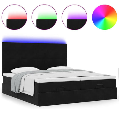 vidaXL Lit ottoman avec matelas et LED Noir 160x200 cm Velours