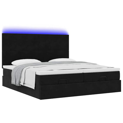 vidaXL Lit ottoman avec matelas et LED Noir 160x200 cm Velours