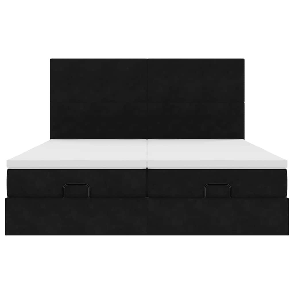 vidaXL Lit ottoman avec matelas et LED Noir 160x200 cm Velours