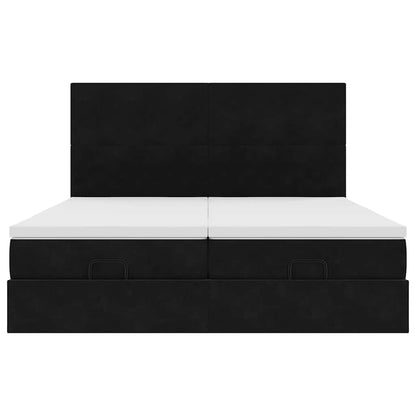 vidaXL Lit ottoman avec matelas et LED Noir 160x200 cm Velours