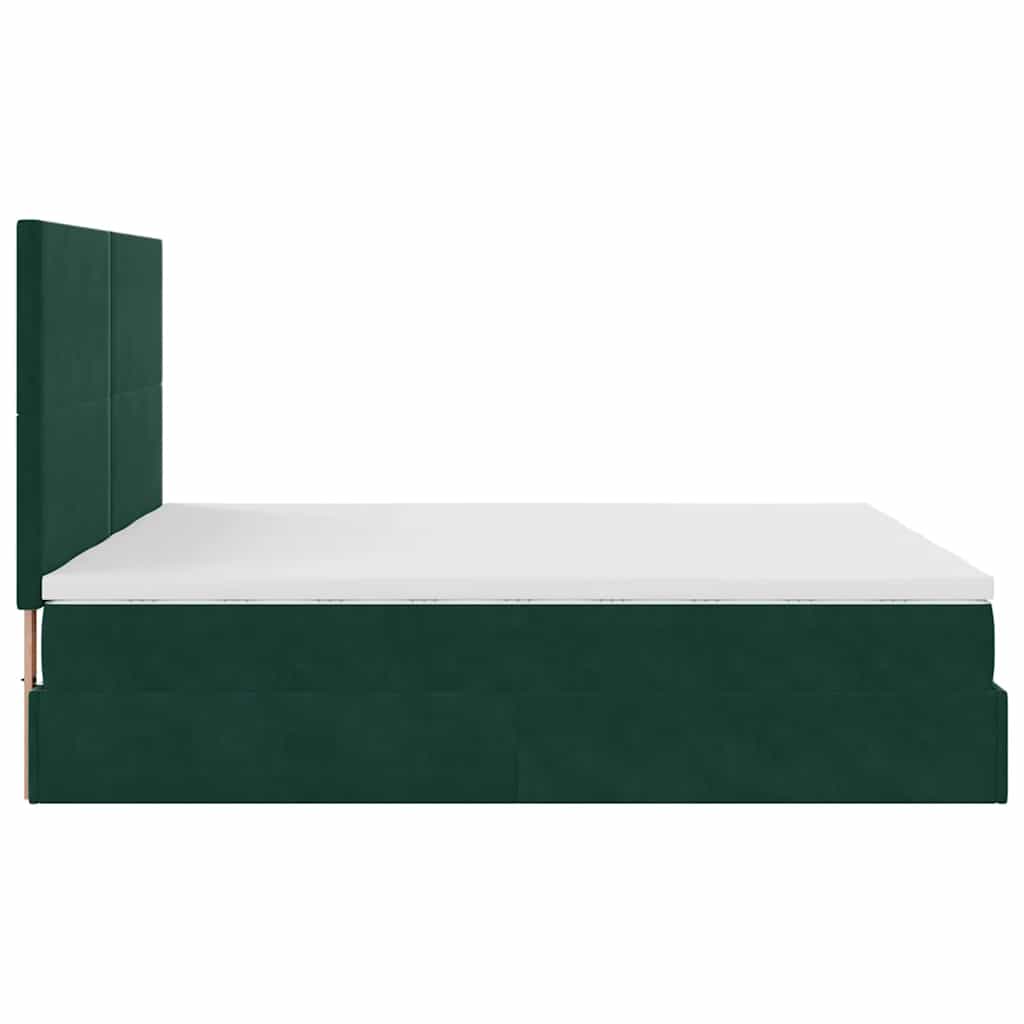 vidaXL Lit ottoman avec matelas et LED vert foncé 160x200 cm Velours