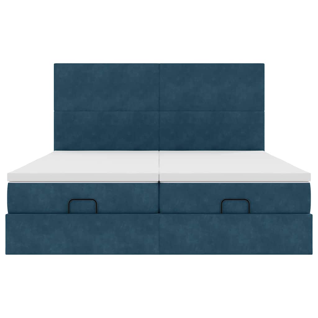 vidaXL Ottoman-Bett mit Matratzen & LEDs Dunkelblau 160x200 cm Samt