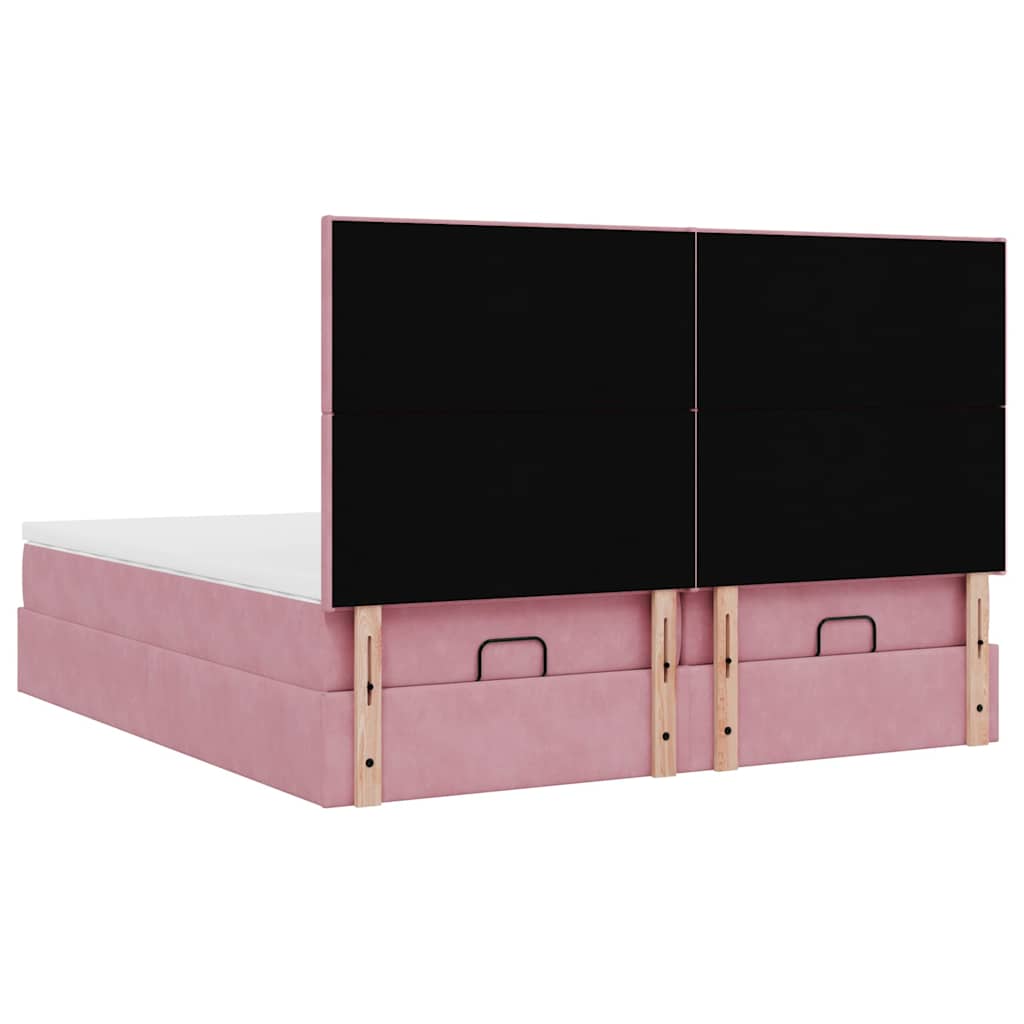 vidaXL Lit ottoman avec matelas et LED Rose 160x200 cm Velours