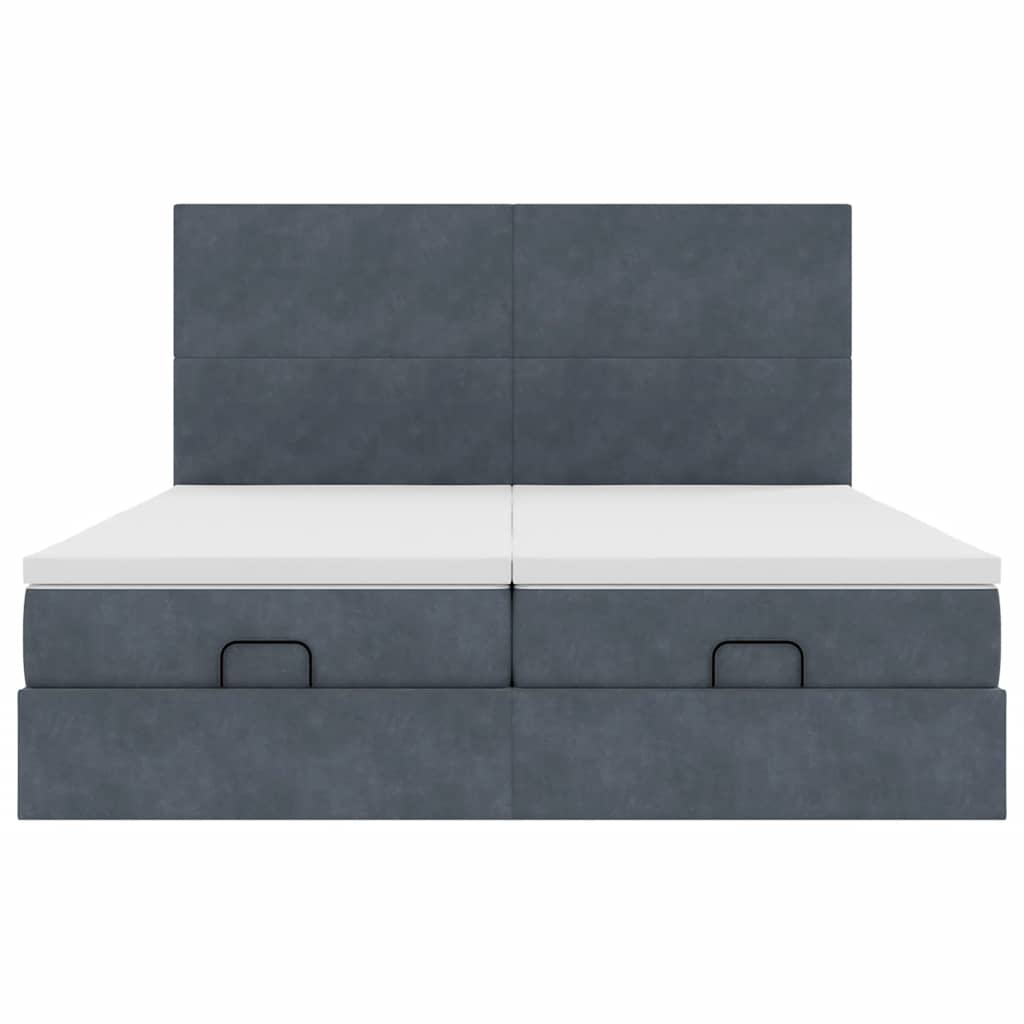 vidaXL Ottoman-Bett mit Matratzen & LEDs Dunkelgrau 180x200 cm Samt