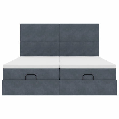 vidaXL Ottoman-Bett mit Matratzen & LEDs Dunkelgrau 180x200 cm Samt