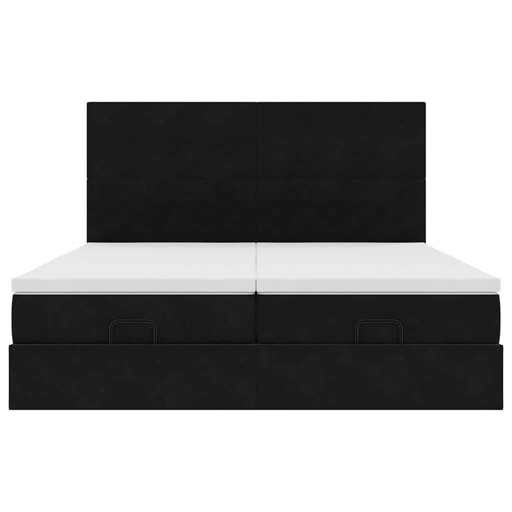 vidaXL Lit ottoman avec matelas et LED Noir 180x200 cm Velours
