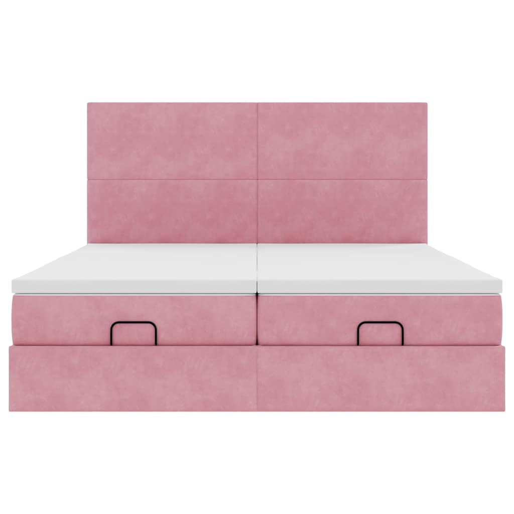 vidaXL Ottoman-Bett mit Matratzen & LEDs Rosa 180x200 cm Samt