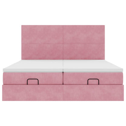 vidaXL Ottoman-Bett mit Matratzen & LEDs Rosa 180x200 cm Samt