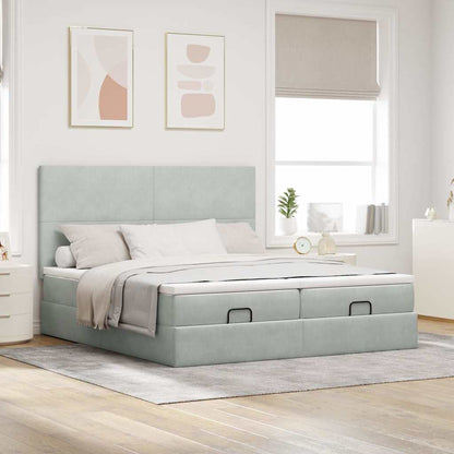 vidaXL Lit ottoman avec matelas et LED Gris clair 200x200 cm Velours