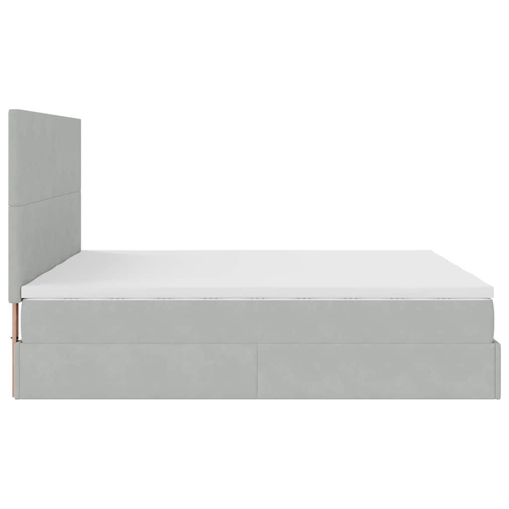 vidaXL Lit ottoman avec matelas et LED Gris clair 200x200 cm Velours