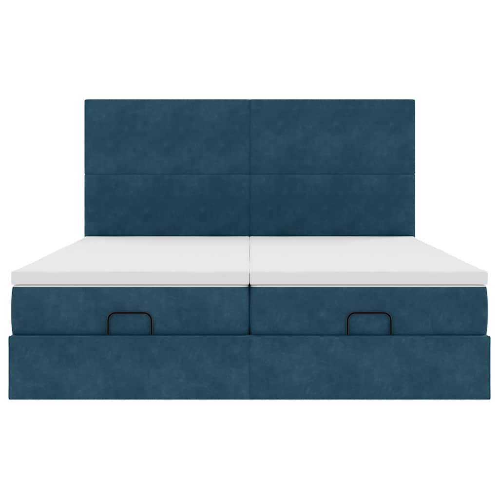 vidaXL Lit ottoman avec matelas et LED Bleu foncé 200x200 cm Velours