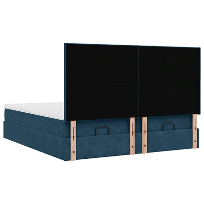 vidaXL Lit ottoman avec matelas et LED Bleu foncé 200x200 cm Velours