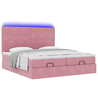 vidaXL Lit ottoman avec matelas et LED Rose 200x200 cm Velours