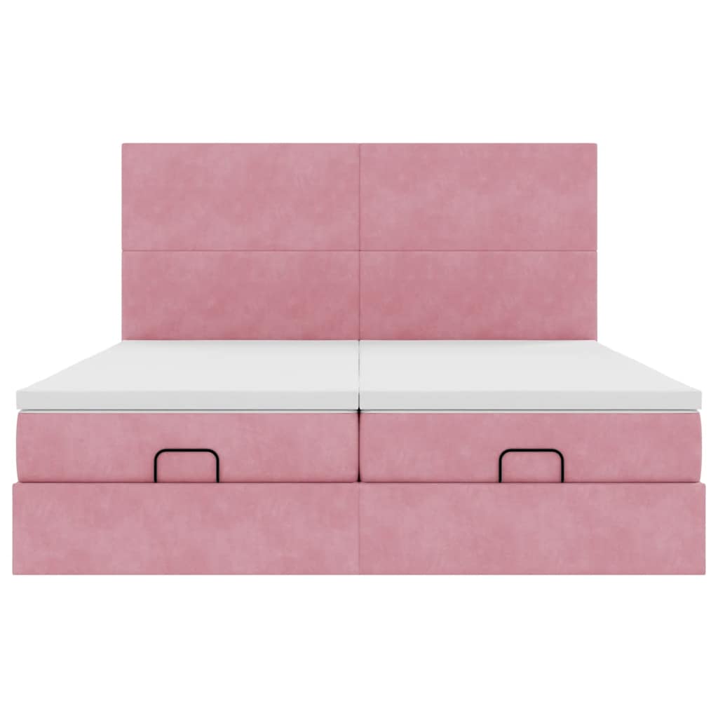 vidaXL Lit ottoman avec matelas et LED Rose 200x200 cm Velours