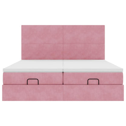 vidaXL Lit ottoman avec matelas et LED Rose 200x200 cm Velours