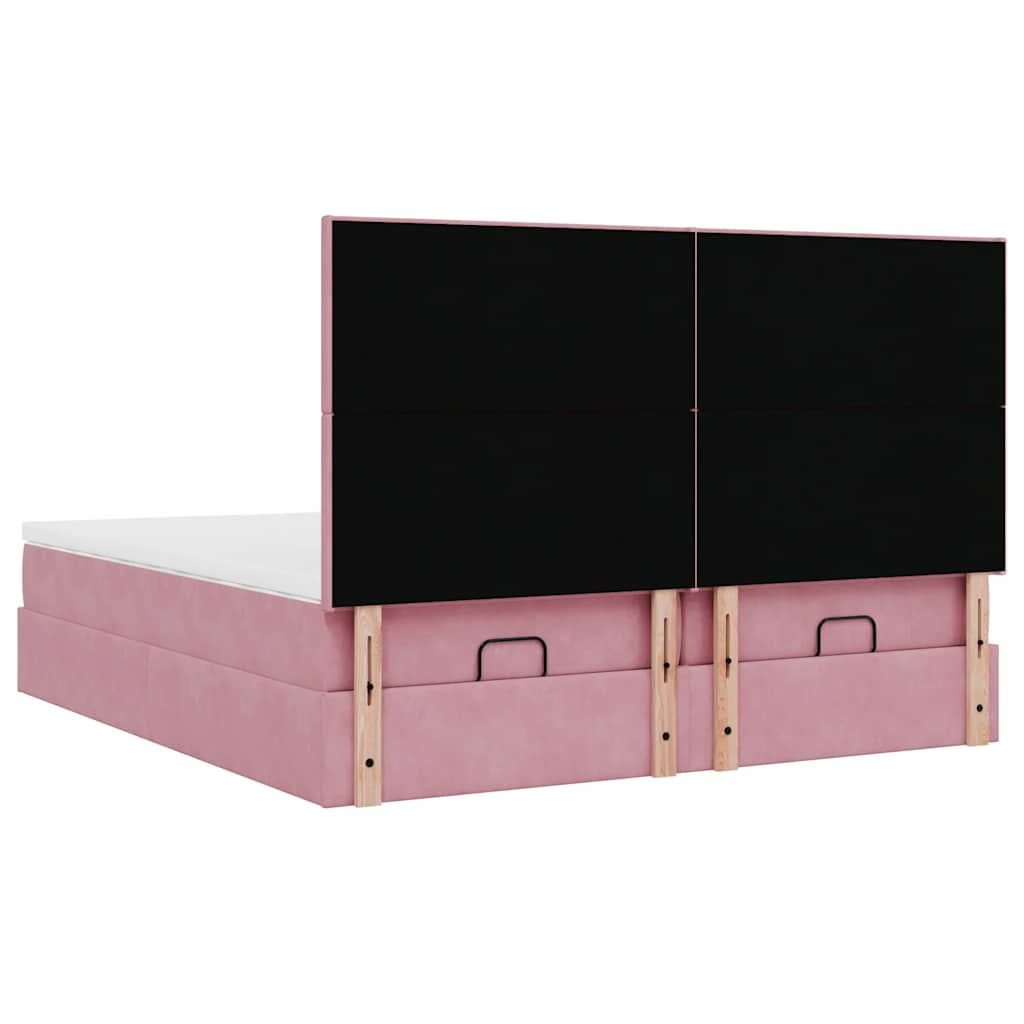 vidaXL Lit ottoman avec matelas et LED Rose 200x200 cm Velours