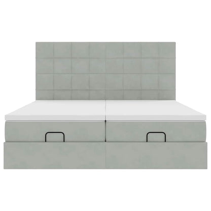 vidaXL Ottoman-Bett mit Matratzen & LEDs Hellgrau 160x200 cm Samt
